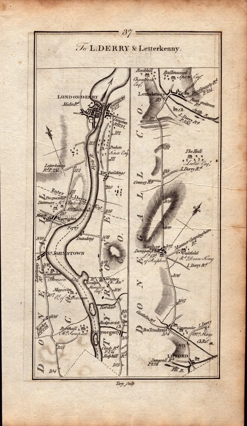 Ireland Rare Antique 1777 Map Monaghan Londonderry Letterkenny.
