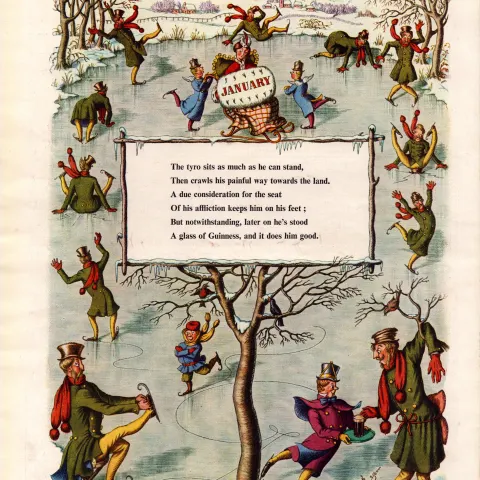Original 74-Year-Old 1950 Guinness Print Month of January– GE 1525  #-11.