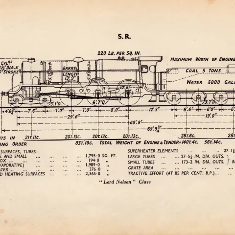 Southern Railway “Lord Nelson” Locomotive  Detailed Diagram 85 Year Old-33