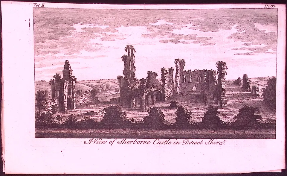 Dorset-Sherbourne Castle Rare 1776 Georgian Copper Plate Antique Engraving -61