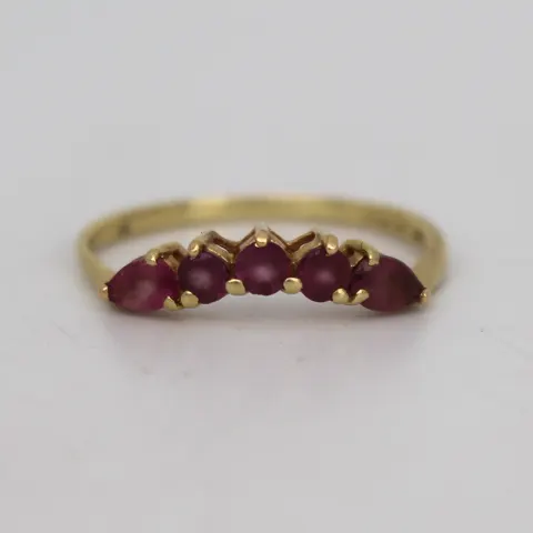 Vintage 5 Stone Amethyst 9ct Gold Ring