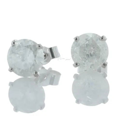 9ct White Gold Single Stone Wire Set Diamond Earring 2.04 Carats