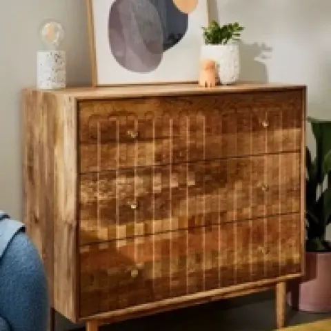 John Lewis ANYDAY Groove Mango Wood 3 Drawer Chest, Natural RRP £379