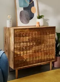 John Lewis ANYDAY Groove Mango Wood 3 Drawer Chest, Natural RRP £379