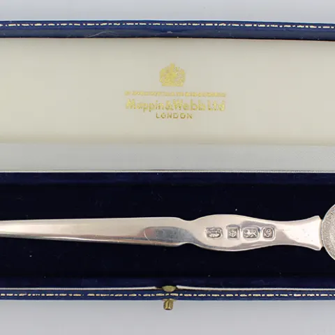 Mappin & Webb Solid Silver Royal Wedding Letter Opener Cased