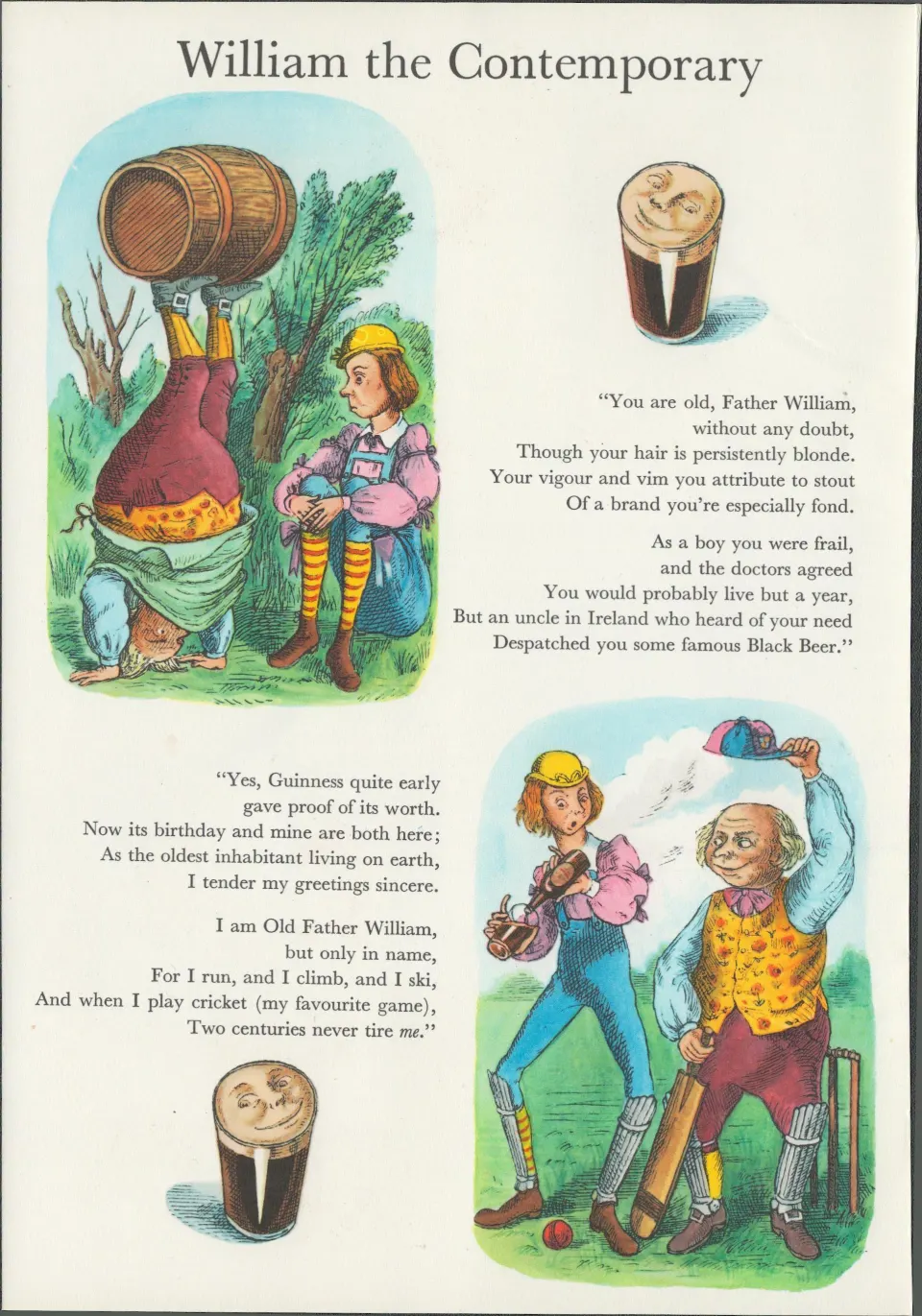 Double Sided Guinness Print  1959 Alice In Wonderland.