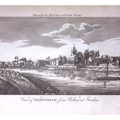 London Isleworth Rare Large 247-Year-Old Antique Large Copperplate Engraving -25-TR