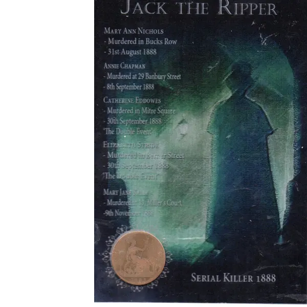 Jack The Ripper Original Victorian 1888 Penny Metal Art Display