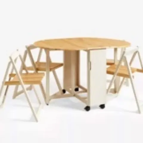 John Lewis ANYDAY 4-Seater Oval Wood Butterfly Dining Table & Folding Chairs Set, Natural  - Large c