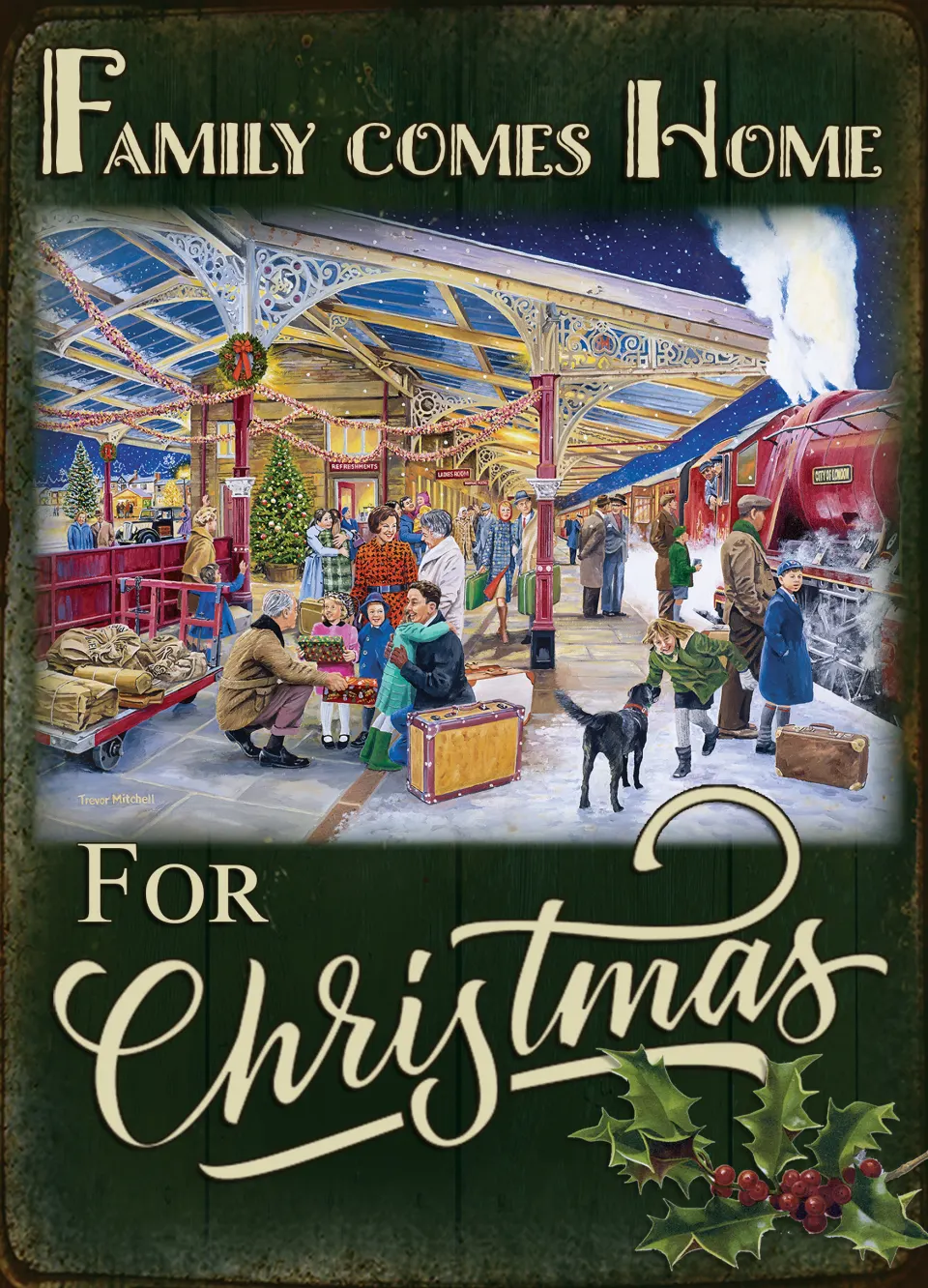 Family Home For Christmas Nostalgic Metal Wall Art