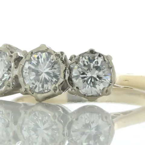 18ct Yellow Gold Three Stone Rub Over Set Diamond Ring 1.15 Carats