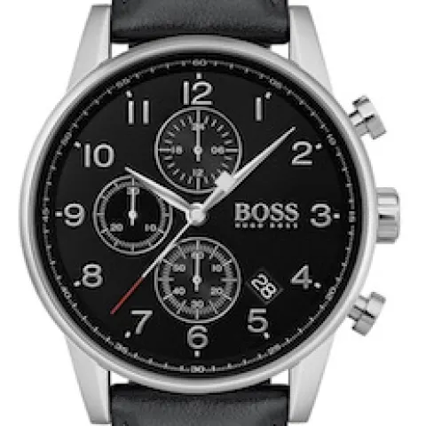 Hugo Boss 1513678 Men's Navigator Black Leather Strap Chronograph Watch