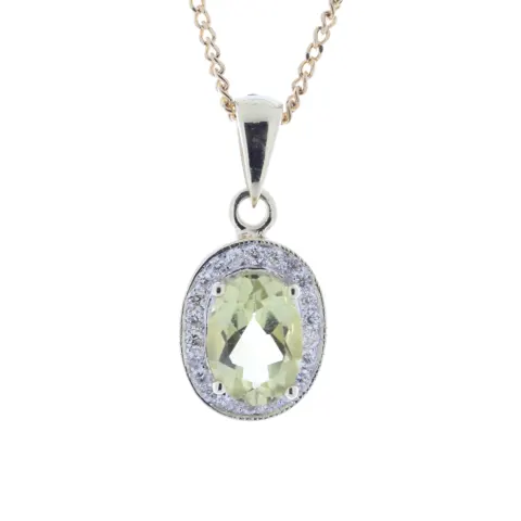 9ct Yellow Gold Diamond And Lemon Quartz Pendant (LQ0.75) 0.11 Carats