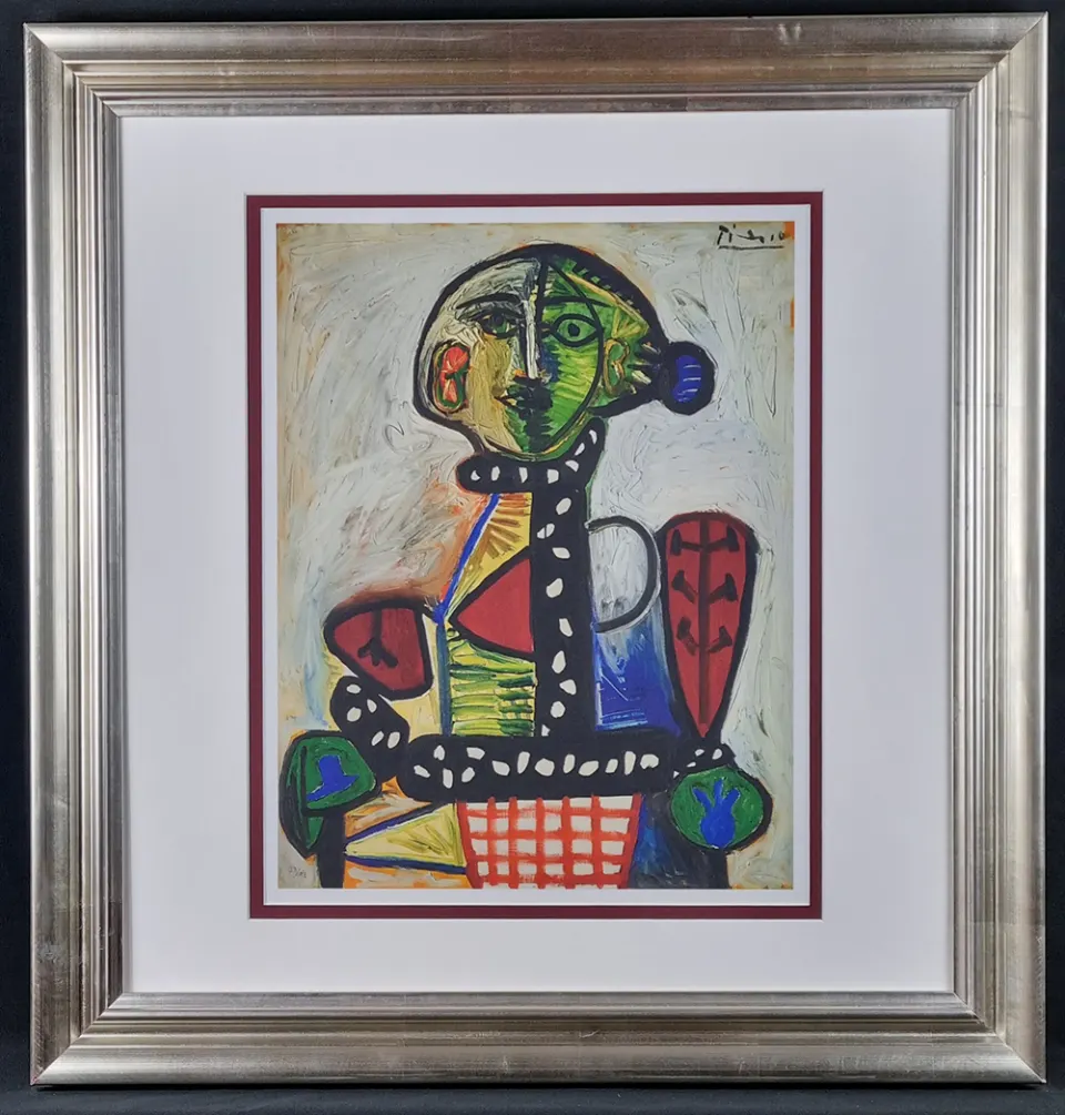 Pablo Picasso Rare Limited Edition on Silk. "Femme au Chignon dans un Fauteuil"