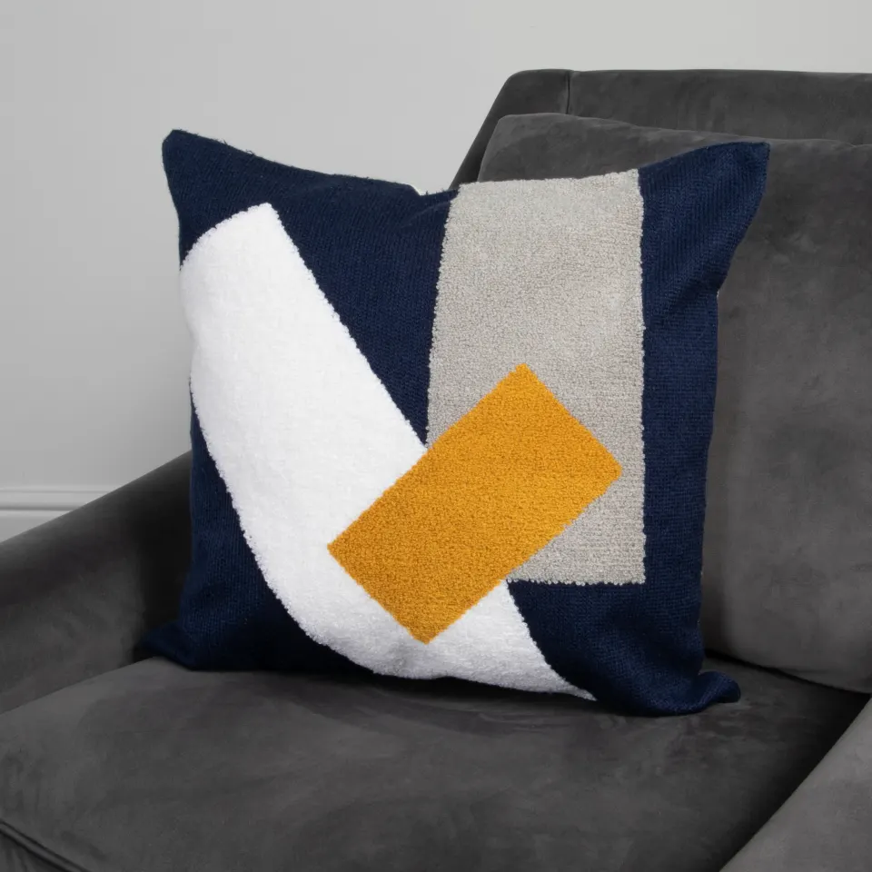 Navy Blue Abstract Boho Cushion RRP - £40
