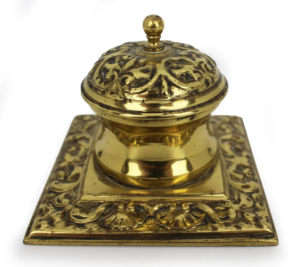 Antique Brass Inkwell