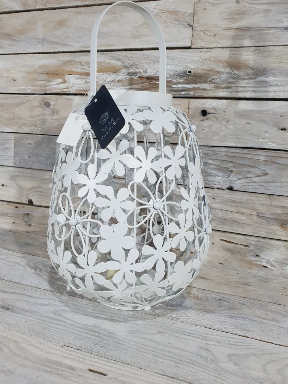 Decorative metal birdcage, candle holder. Pot 23cm, with handle 37cm