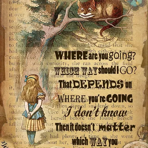 Alice In Wonderland The Cheshire Cat Quote Designed Large Metal Wall Art