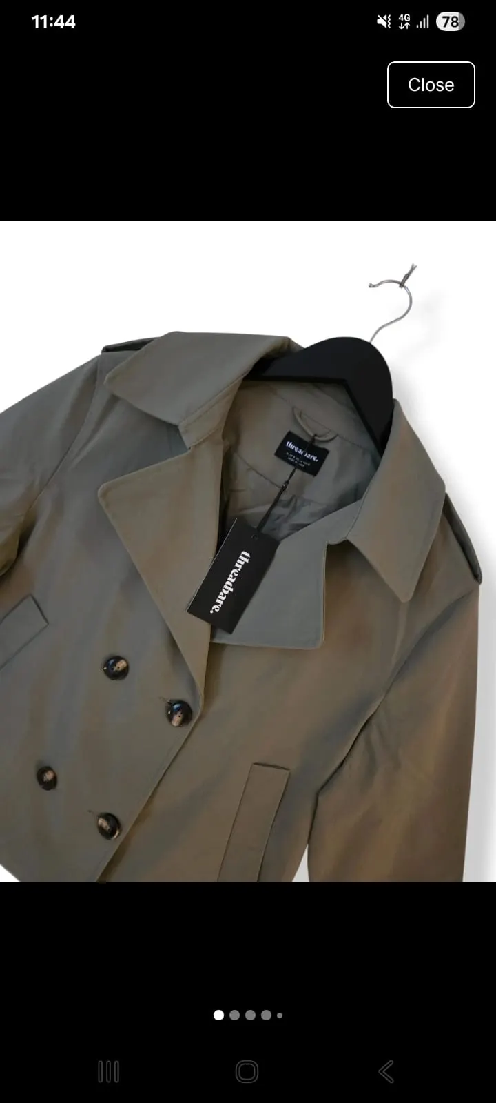 Brand New Threadbare 'Nikita' Premium Double Breasted Cropped Trench Coat Size UK XL