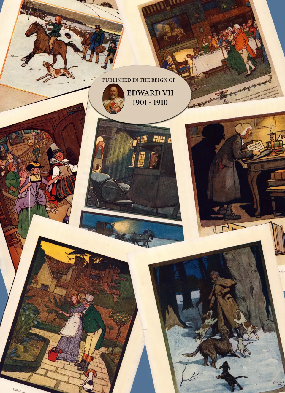 Job-Lot 7 Cecil Aldin  Old Christmas 1908 Antique Coloured Illustrations-2.