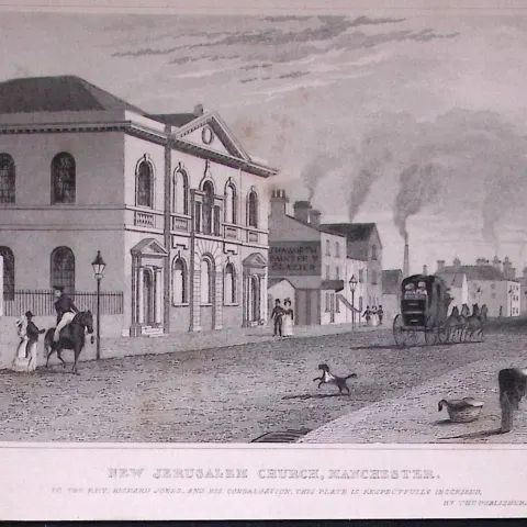 Manchester Jerusalem Church Antique 195 Years-Old Steel-Engraving-18