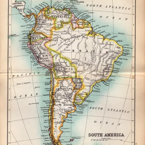 South America  Double Sided Antique 1896 Map.