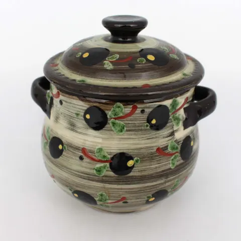 Decorative Lidded Two Handled Pot