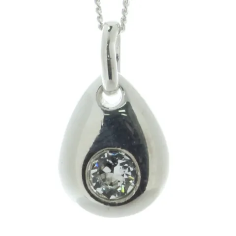 Sterling Silver April Birthstone 4mm Clear Crystal Pendant
