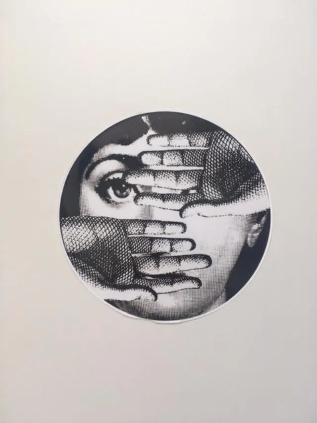 Fornasetti - 10 inch (25cm) Wall Sticker, LINA, Variazioni No 154, LINA Hand To Eye, black and white