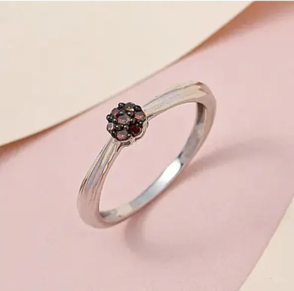NEW! Red Diamond Ring in Platinum Overlay Sterling Silver
