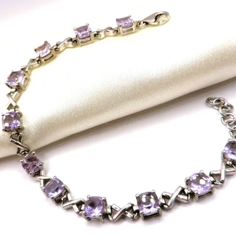  Sterling Silver Rose de France Amethyst Tennis Bracelet 22cts New With Gift Box