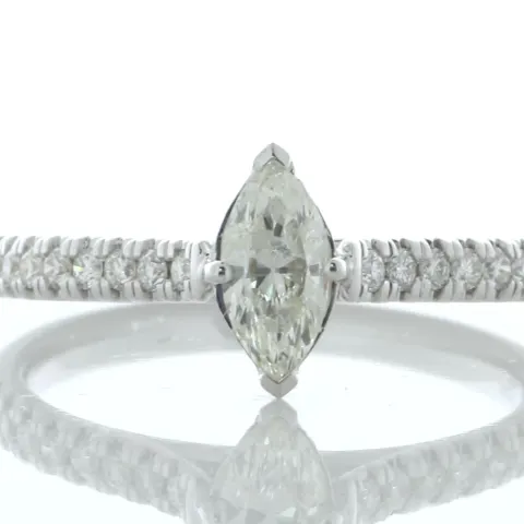 18ct White Gold Marquise Cut Diamond Ring (0.38) 0.62 Carats