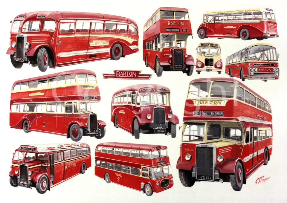 Barton Nottingham Multi Bus Montage Large Metal Wall Art.