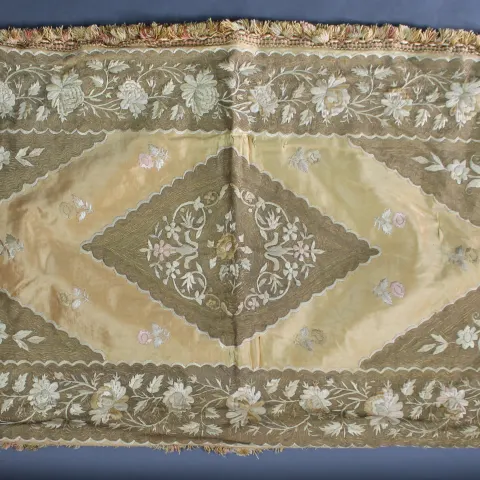 Antique Silk Embroidered Cover 60 x 122 cm