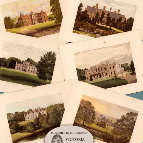 Staffordshire 150 Years-Old Job lot Gilt-Edge Coloured Victorian Antique Book Plates.