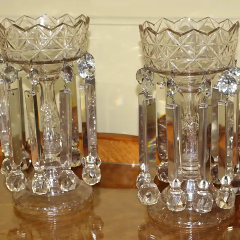 Pair of Heavy Georgian Cut Glass Lustres