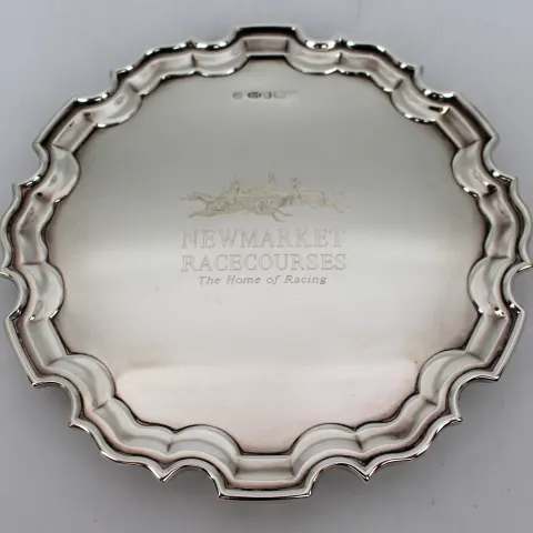 Carrs Sterling Silver Newmarket Racecourses Salver Card Tray