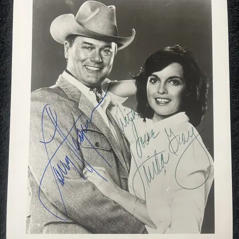 Larry Hagman & Linda Gray Signed