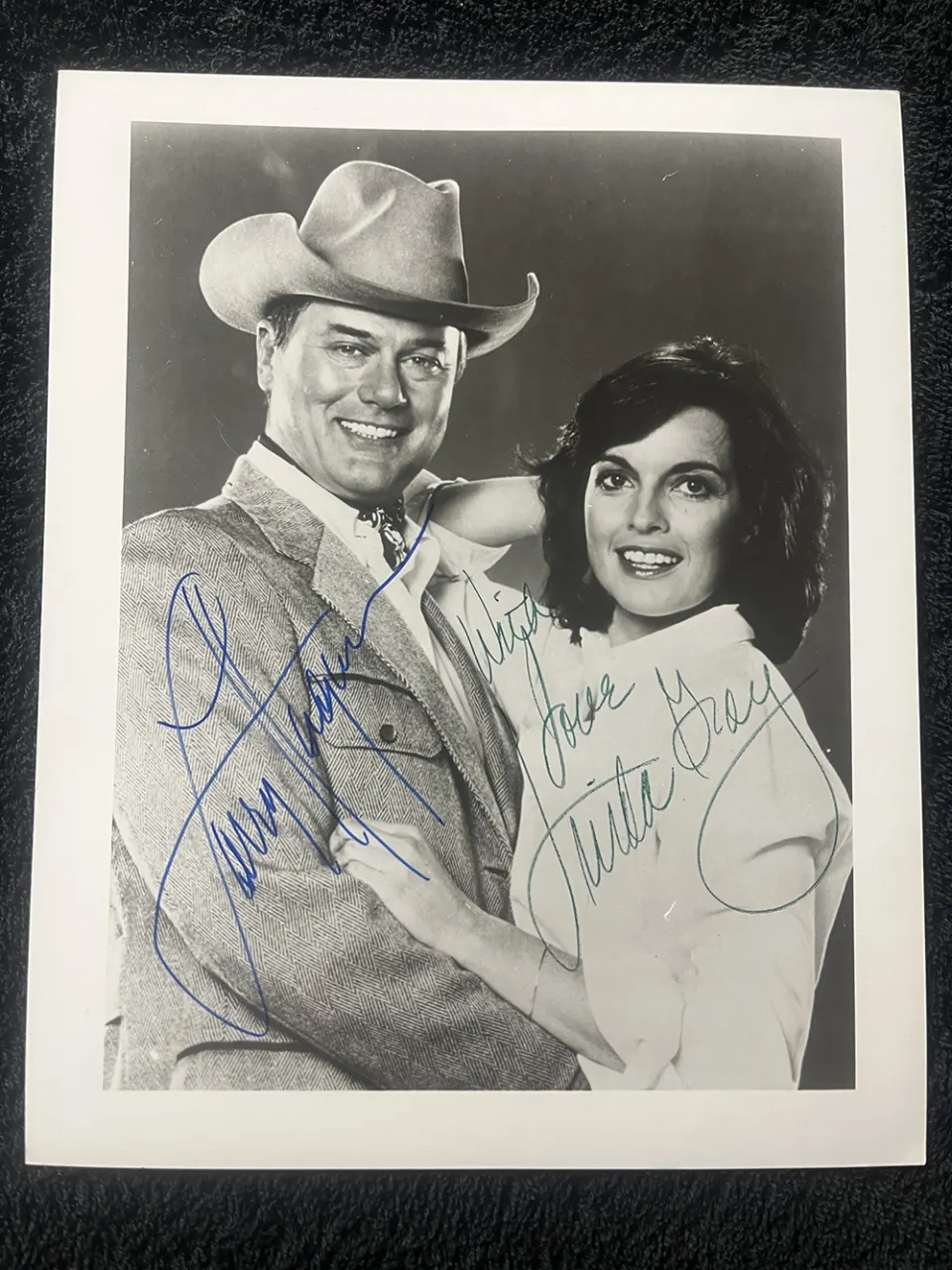 Larry Hagman & Linda Gray Signed