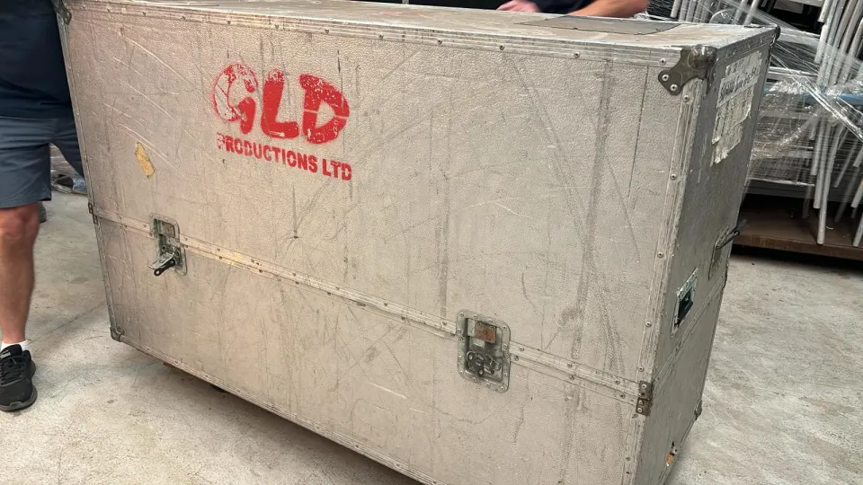 Flight Case including 4 Seater Modular Sofa in White