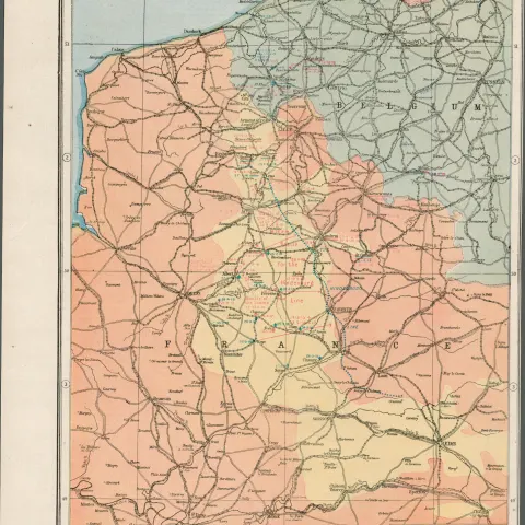 WW1 Western Front British & German Lines  Antique Map 1922.