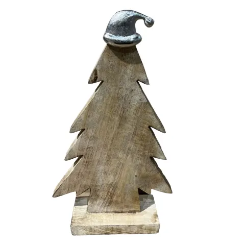 Petti Rossi Wooden Christmas Trees With Santa Hat
