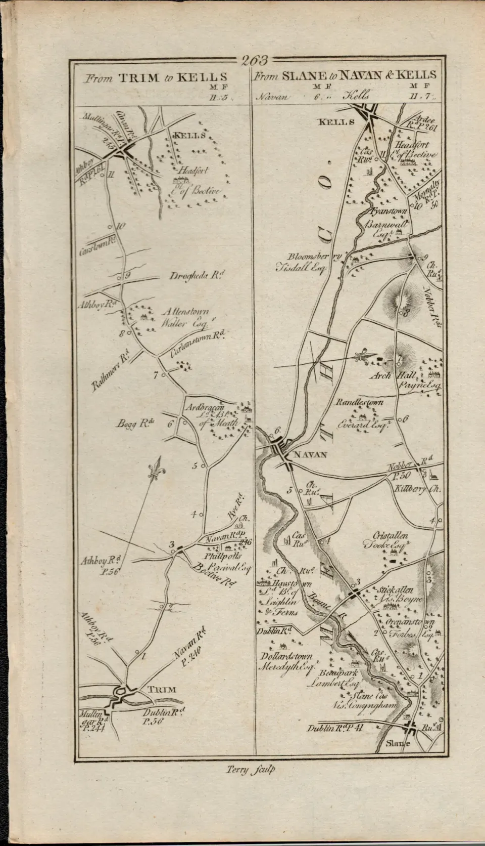 Taylor & Skinner 1777 Ireland Road Map Slane Castle Navan Kells Lisburn.