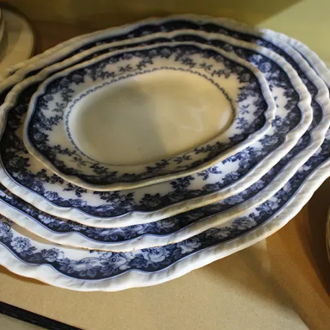 Set of 4 Royal Semi Porcelain Blue & White Serving Platters c.1900