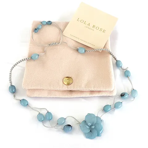 Lola Rose London Blue Bead Gemstone Necklace 'New'