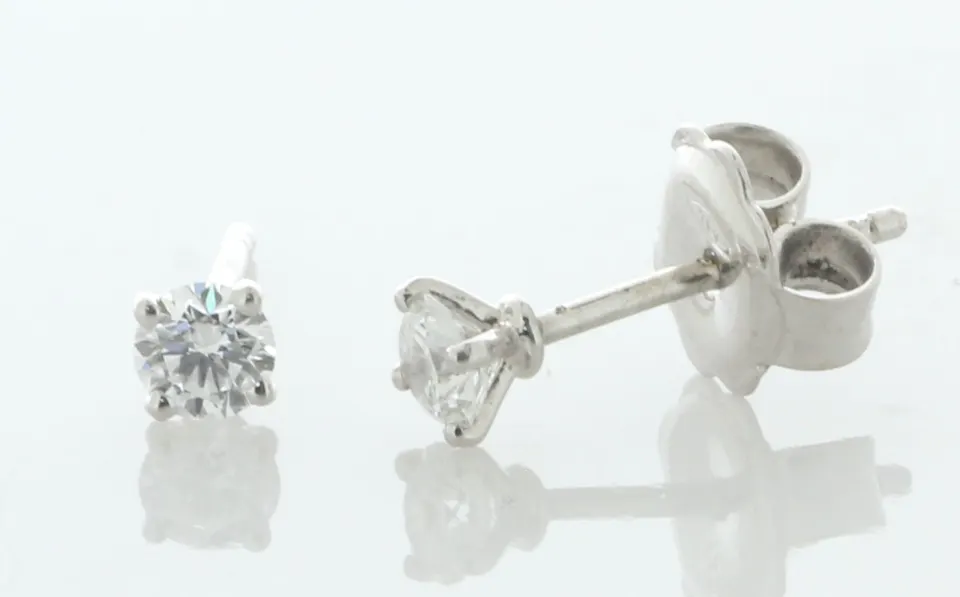 18ct White Gold Single Stone Diamond Stud Earring 0.30 Carats