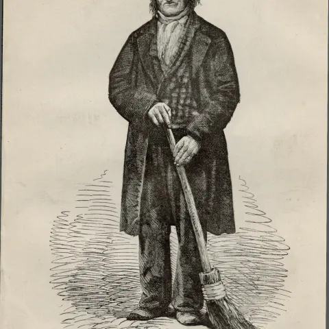 London Irish Road Sweeper Antique Rare 1864 Henry Mayhew Print.