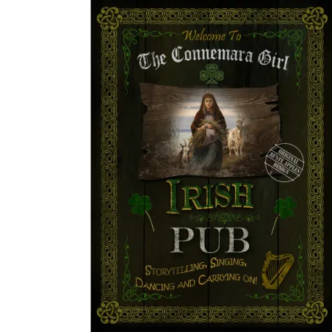 Irish Pub Sign "The Connemara Girl"  Vintage Style Metal Wall Art.
