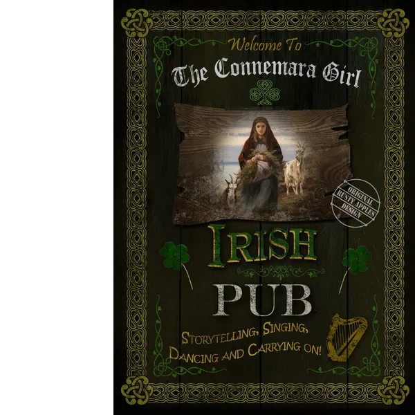Irish Pub Sign "The Connemara Girl"  Vintage Style Metal Wall Art.