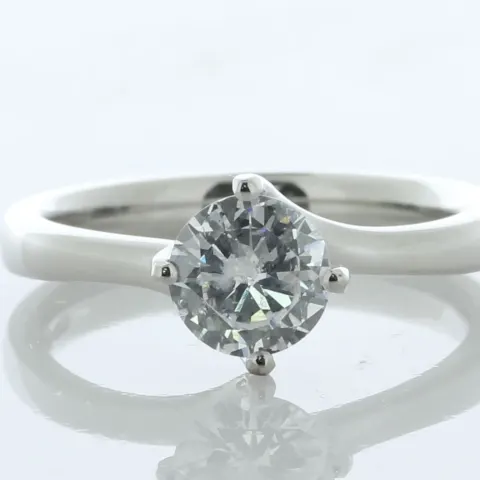 Platinum Single Stone Fancy Claw Set Diamond Ring 0.71 Carats